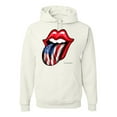thumbnail image 1 of Wild Bobby, American Flag Lips Tongue Out, Unisex Graphic Hoodie Sweatshirt, White, Small, 1 of 3