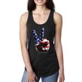 thumbnail image 1 of Wild Bobby, American Flag Peace Sign Hand Pop Culture Ladies Racerback Tank Top, Black, X-Large, 1 of 3