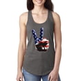 thumbnail image 1 of Wild Bobby, American Flag Peace Sign Hand Pop Culture Ladies Racerback Tank Top, Dark Grey, Medium, 1 of 3