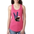 thumbnail image 1 of Wild Bobby, American Flag Peace Sign Hand Pop Culture Ladies Racerback Tank Top, Hot Pink, X-Large, 1 of 3
