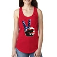thumbnail image 1 of Wild Bobby, American Flag Peace Sign Hand Pop Culture Ladies Racerback Tank Top, Red, Large, 1 of 3