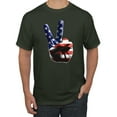 thumbnail image 1 of American Flag Peace Sign Hand Pop Culture Men's Graphic T-Shirt, Forest Green, X-Large, 1 of 3