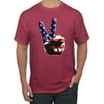 thumbnail image 1 of Wild Bobby, American Flag Peace Sign Hand Pop Culture Men's Graphic T-Shirt, Vintage Heather Red, 2XL, 1 of 3