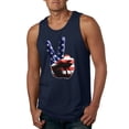 thumbnail image 1 of Wild Bobby, American Flag Peace Sign Hand Pop Culture Mens Graphic Tank Top, Navy, 3XL, 1 of 3
