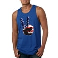 thumbnail image 1 of Wild Bobby, American Flag Peace Sign Hand Pop Culture Mens Graphic Tank Top, Royal, 3XL, 1 of 3