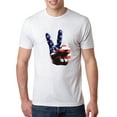 thumbnail image 1 of Wild Bobby, American Flag Peace Sign Hand Pop Culture Mens Premium Tri Blend T-Shirt, Heather White, Small, 1 of 3
