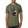thumbnail image 1 of Wild Bobby, American Flag Peace Sign Hand Pop Culture Mens Premium Tri Blend T-Shirt, Military Green, Large, 1 of 3