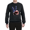 thumbnail image 1 of Wild Bobby, American Flag Peace Sign Hand Pop Culture Unisex Crewneck Graphic Sweatshirt, Black, Small, 1 of 3