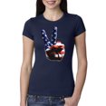 thumbnail image 1 of Wild Bobby, American Flag Peace Sign Hand Pop Culture Womens Slim Fit Junior Tee, Navy, 2XL, 1 of 3