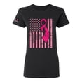 thumbnail image 1 of Wild Bobby American Flag USA Flag Sleeve Breast Cancer Awareness Women Tee, Black, XX-Large, 1 of 7
