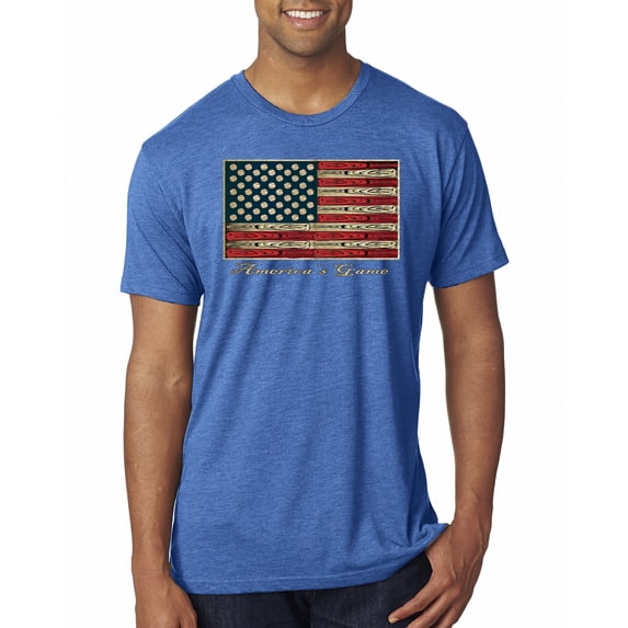 Wild Bobby, American Game Flag Baseball Bat Ball, Sports, Men Premium Tri Blend Tee, Vintage Royal, Small