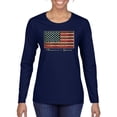 thumbnail image 1 of Wild Bobby, American Game Flag Baseball Bat Ball, Sports, Women Graphic Long Sleeve Tee, Navy, Medium, 1 of 3