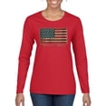 thumbnail image 1 of Wild Bobby, American Game Flag Baseball Bat Ball, Sports, Women Graphic Long Sleeve Tee, Red, Medium, 1 of 3