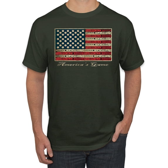 Wild Bobby, American Game Flag Baseball Bat, Sports, Men's Graphic Tees, Forest Green, 5XL