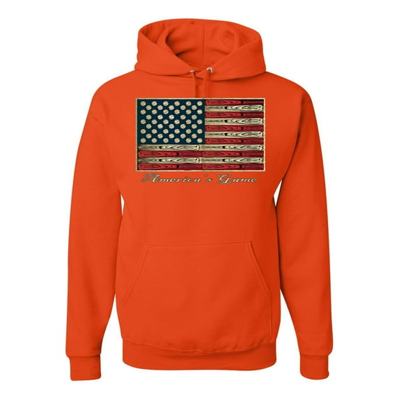 Wild Bobby, American Game Flag Baseball Bat, Sports, Unisex Graphic Hoodie Sweatshirt, Orange, Medium