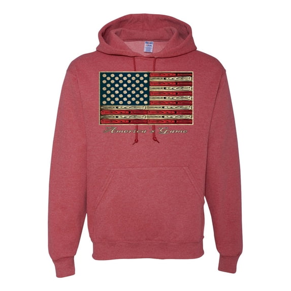 Wild Bobby, American Game Flag Baseball Bat, Sports, Unisex Graphic Hoodie Sweatshirt, Vintage Heather Red, 3XL