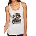 thumbnail image 1 of Wild Bobby, American Motorcycle Wolves Survivors Made in the USA | Womens Fashion Premium Tri-Blend Racerback Tank Top, Heather White, Small, 1 of 4