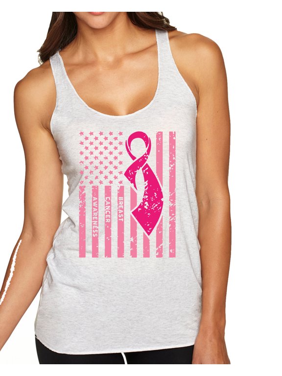 , AmericanFlag Awareness Tri-Blend Racerback Tank Top, Heather White, Small