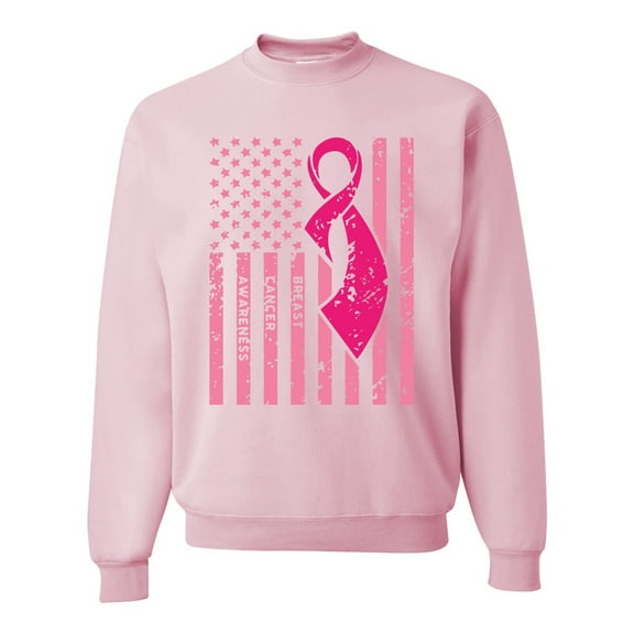 Wild Bobby, AmericanFlag Awareness Unisex Crewneck Graphic Sweatshirt, Light Pink, Large