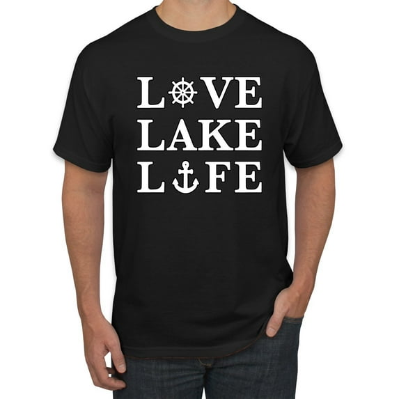 Wild Bobby, Anchor Wheels Love Lake Life, Men Graphic Tee, Black, Small