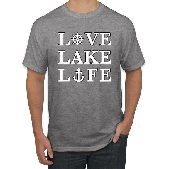 Wild Bobby, Anchor Wheels Love Lake Life, Men Graphic Tee, Heather Grey, X-Large