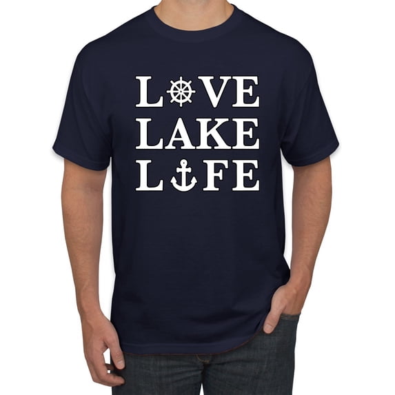 Wild Bobby, Anchor Wheels Love Lake Life, Men Graphic Tee, Navy, XX-Large