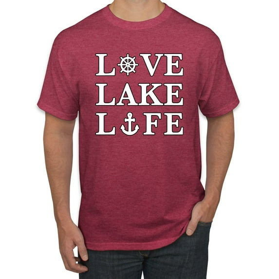 Wild Bobby, Anchor Wheels Love Lake Life, Men Graphic Tee, Vintage Heather Red, XX-Large