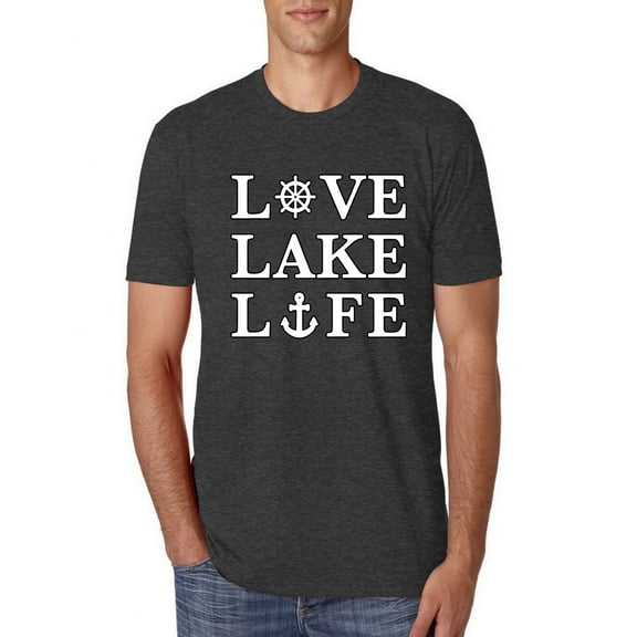 Wild Bobby, Anchor Wheels Love Lake Life, Men Premium Tri Blend Tee, Vintage Black, Large