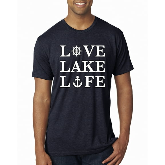 Wild Bobby, Anchor Wheels Love Lake Life, Men Premium Tri Blend Tee, Vintage Navy, X-Large