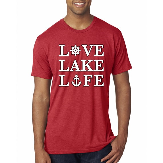 Wild Bobby, Anchor Wheels Love Lake Life, Men Premium Tri Blend Tee, Vintage Red, Large