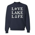 thumbnail image 1 of Wild Bobby, Anchor Wheels Love Lake Life, Unisex Crewneck Graphic Sweatshirt, Navy, 3X-Large, 1 of 4