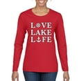 thumbnail image 1 of Wild Bobby, Anchor Wheels Love Lake Life, Women Graphic Long Sleeve Tee, Red, X-Large, 1 of 4