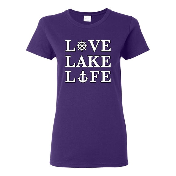 Wild Bobby, Anchor Wheels Love Lake Life, Women Graphic Tee, Purple, X-Large