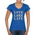 thumbnail image 1 of Wild Bobby, Anchor Wheels Love Lake Life, Women Standard V-Neck Tee, Royal, XX-Large, 1 of 4