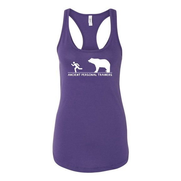 Wild Bobby Ancient Personal Trainers Funny Bear Chase Women Racerback Tank Top