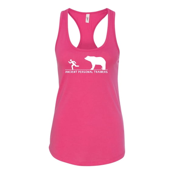 Wild Bobby Ancient Personal Trainers Funny Bear Chase Women Racerback Tank Top