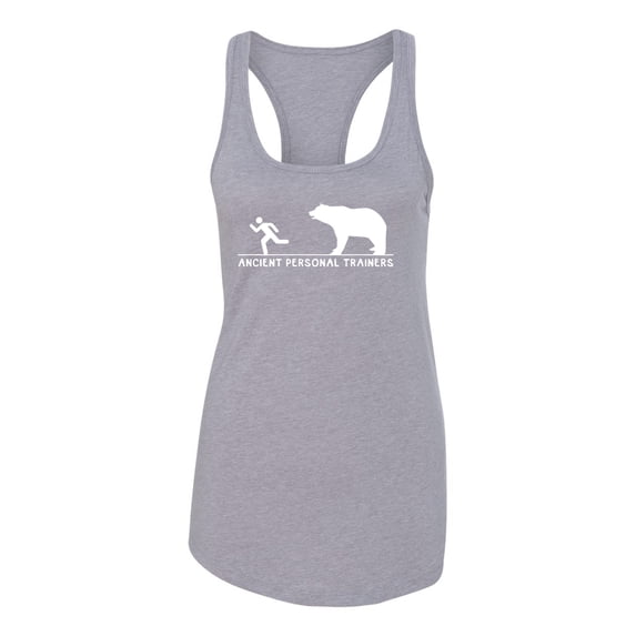 Wild Bobby Ancient Personal Trainers Funny Bear Chase Women Racerback Tank Top