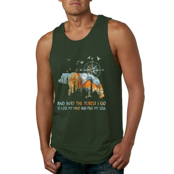 Wild Bobby, And Into The Forest I Go To Lose My Mind, Animal Lover, Men Graphic Tank Top, Forest Green, Large