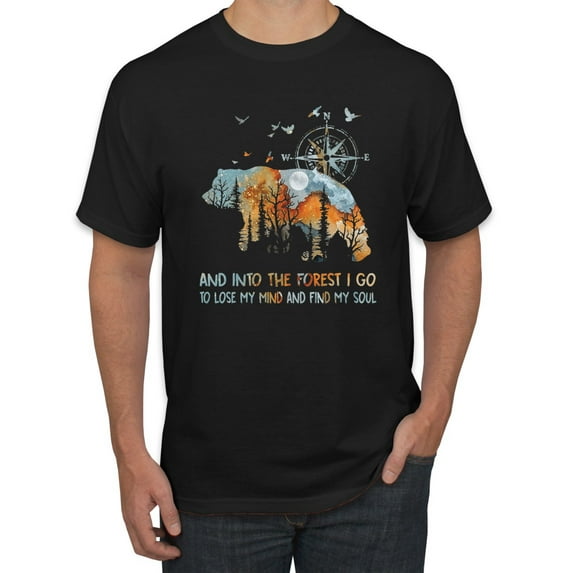 Wild Bobby, And Into The Forest I Go To Lose My Mind, Animal Lover, Men Graphic Tee, Black, Small