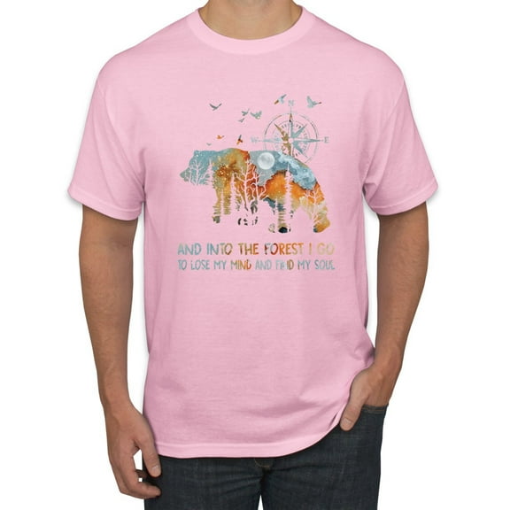 Wild Bobby, And Into The Forest I Go To Lose My Mind, Animal Lover, Men Graphic Tee, Light Pink, Large