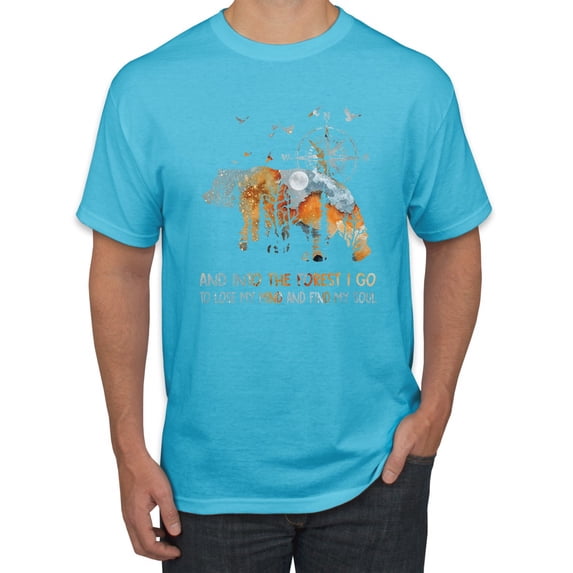 Wild Bobby, And Into The Forest I Go To Lose My Mind, Animal Lover, Men Graphic Tee, Light Turquoise, 4X-Large