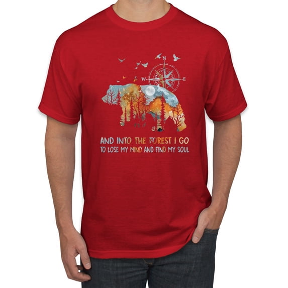 Wild Bobby, And Into The Forest I Go To Lose My Mind, Animal Lover, Men Graphic Tee, Red, 3X-Large