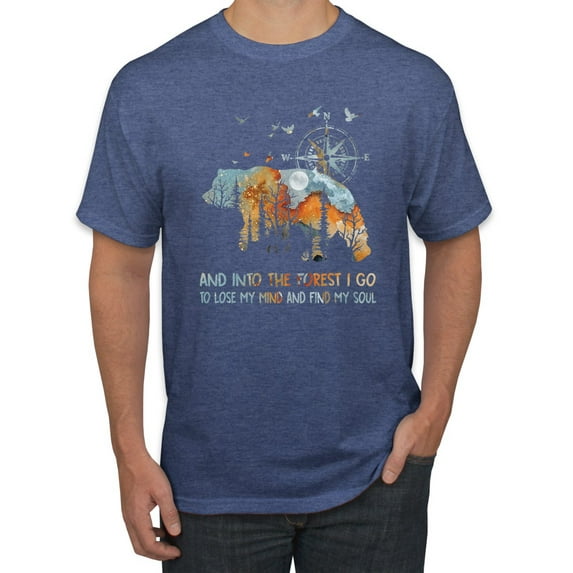 Wild Bobby, And Into The Forest I Go To Lose My Mind, Animal Lover, Men Graphic Tee, Vintage Heather Blue, 4X-Large