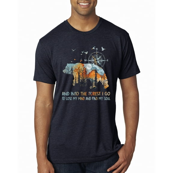 Wild Bobby, And Into The Forest I Go To Lose My Mind, Animal Lover, Men Premium Tri Blend Tee, Vintage Navy, Medium