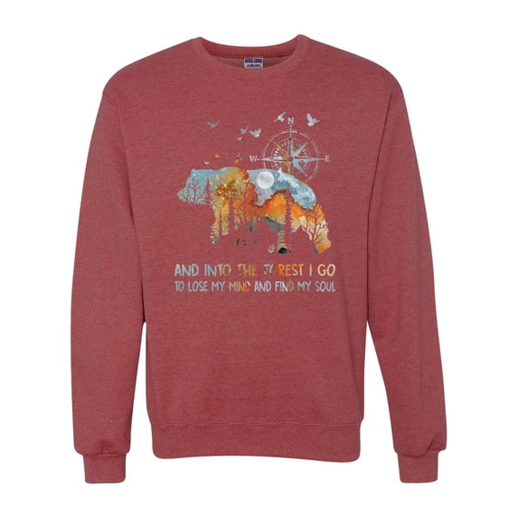 Wild Bobby, And Into The Forest I Go To Lose My Mind, Animal Lover, Unisex Crewneck Graphic Sweatshirt, Vintage Heather Red, Medium
