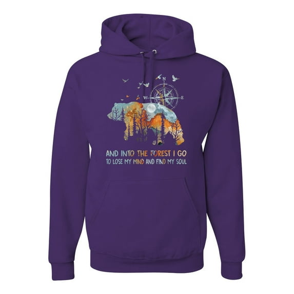 Wild Bobby, And Into The Forest I Go To Lose My Mind, Animal Lover, Unisex Graphic Hoodie Sweatshirt, Purple, Medium