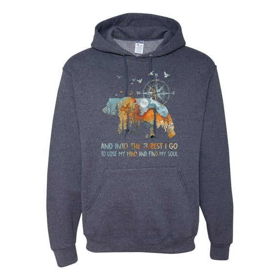 Wild Bobby, And Into The Forest I Go To Lose My Mind, Animal Lover, Unisex Graphic Hoodie Sweatshirt, Vintage Heather Navy, Small