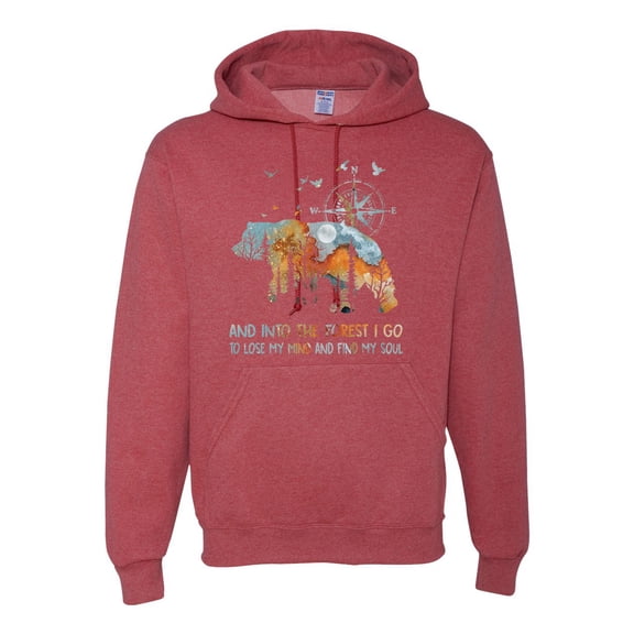 Wild Bobby, And Into The Forest I Go To Lose My Mind, Animal Lover, Unisex Graphic Hoodie Sweatshirt, Vintage Heather Red, XX-Large