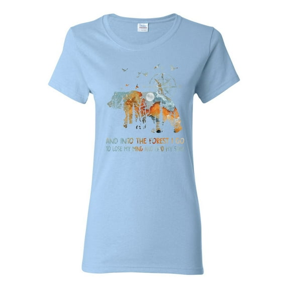 Wild Bobby, And Into The Forest I Go To Lose My Mind, Animal Lover, Women Graphic Tee, Light Blue, 3X-Large
