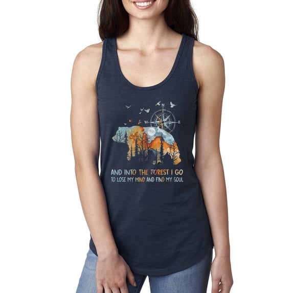 Wild Bobby, And Into The Forest I Go To Lose My Mind, Animal Lover, Women Racerback Tank Top, Navy, Small